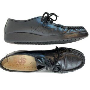 SAS Siesta Black Leather Lace-Up Loafers Size 8S USA EUC USA M10098
